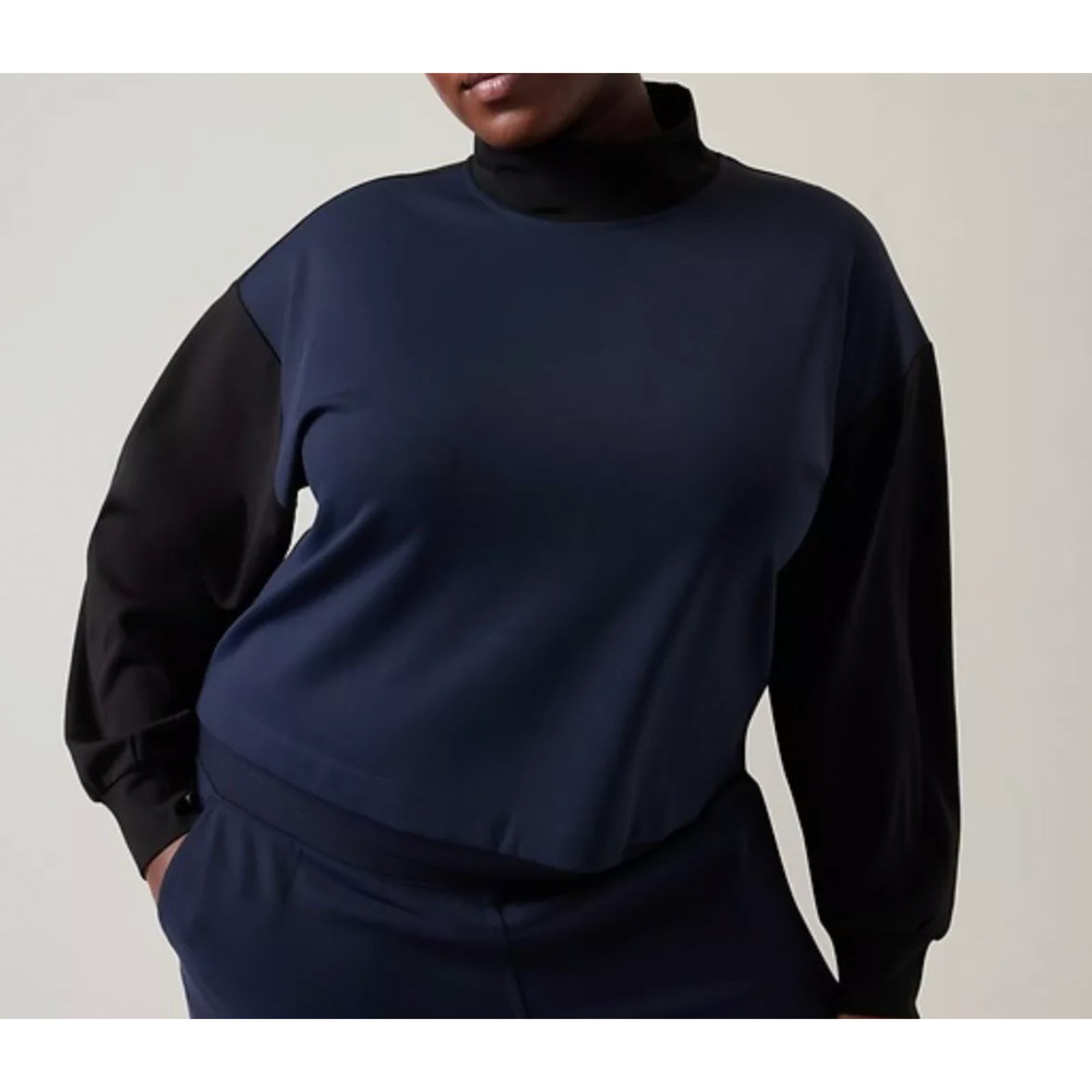 Athleta Venice Sweatshirt Black and Navy Colorblock Size 2X NWT‎ $89 Casual